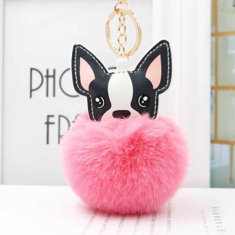 Fur Cartoon French Bulldog Keychains