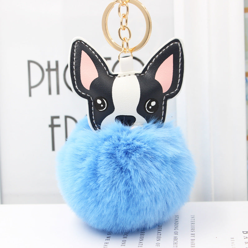 Fur Cartoon French Bulldog Keychains