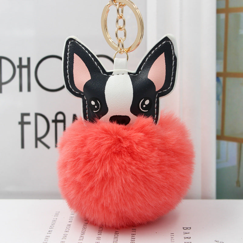 Fur Cartoon French Bulldog Keychains