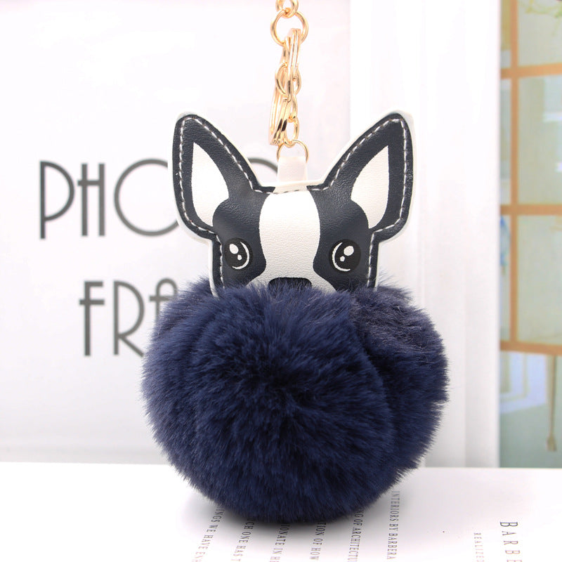Fur Cartoon French Bulldog Keychains