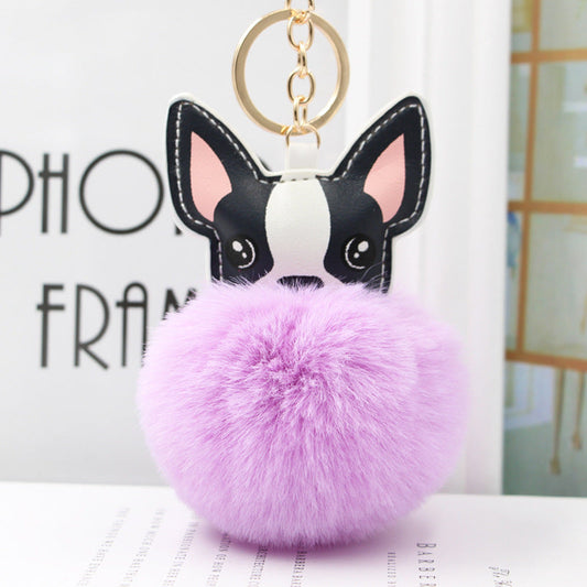 Fur Cartoon French Bulldog Keychains