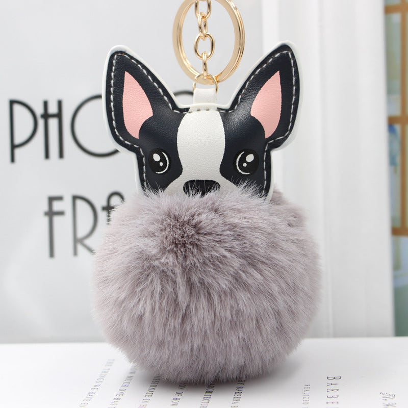 Fur Cartoon French Bulldog Keychains