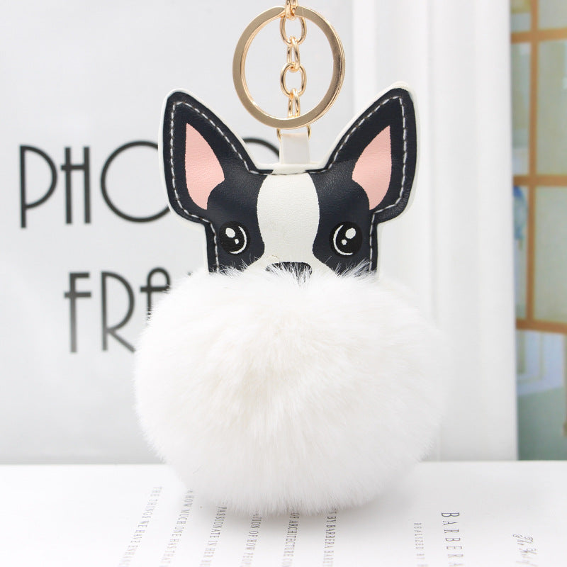 Fur Cartoon French Bulldog Keychains