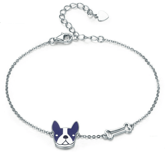 French Bulldog 925 Sterling Silver Bracelet