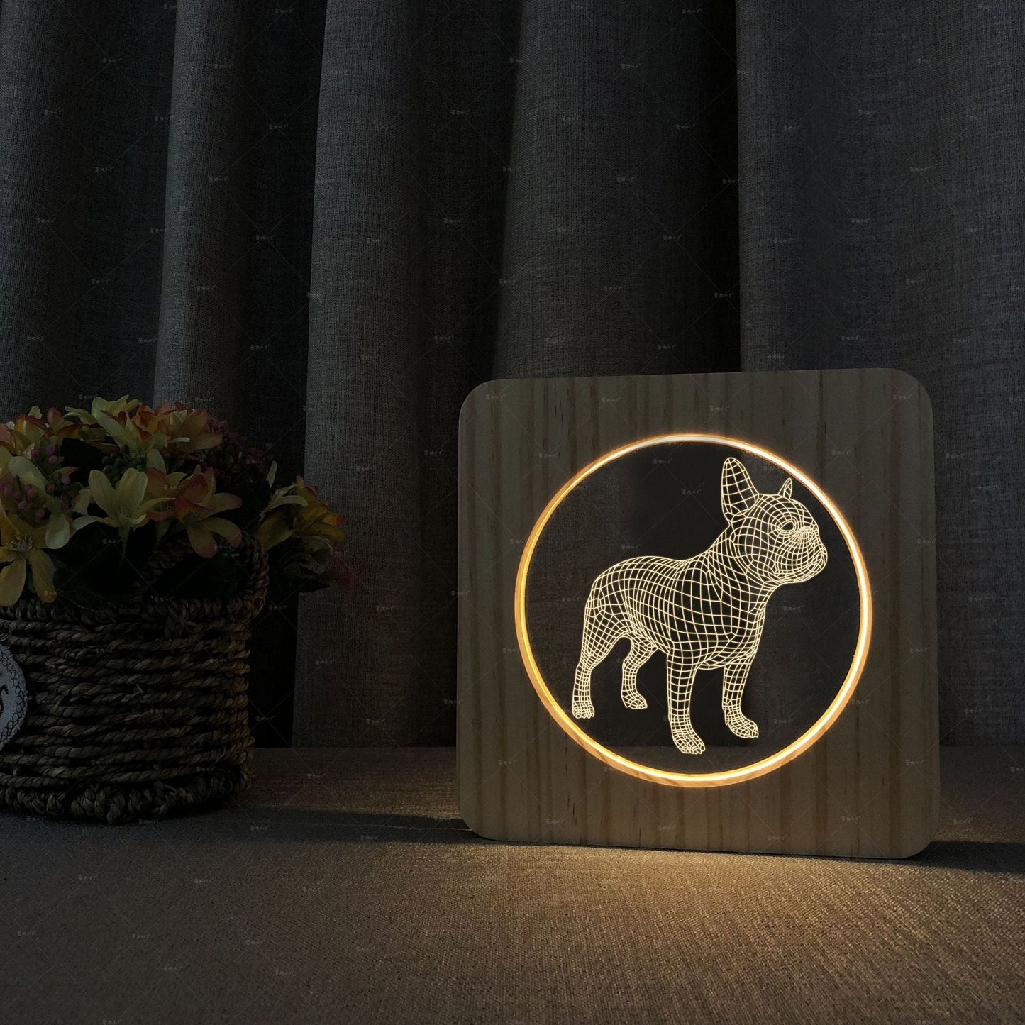 French Bulldog 3D Wood Acrylic Lamp