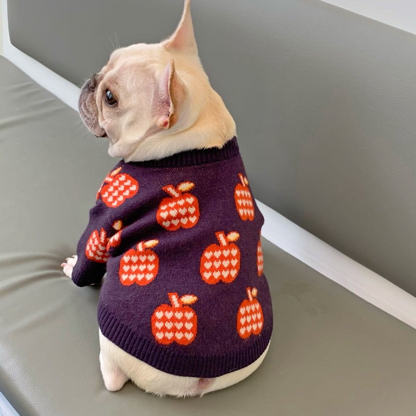 Red Apple French Bulldog Sweater