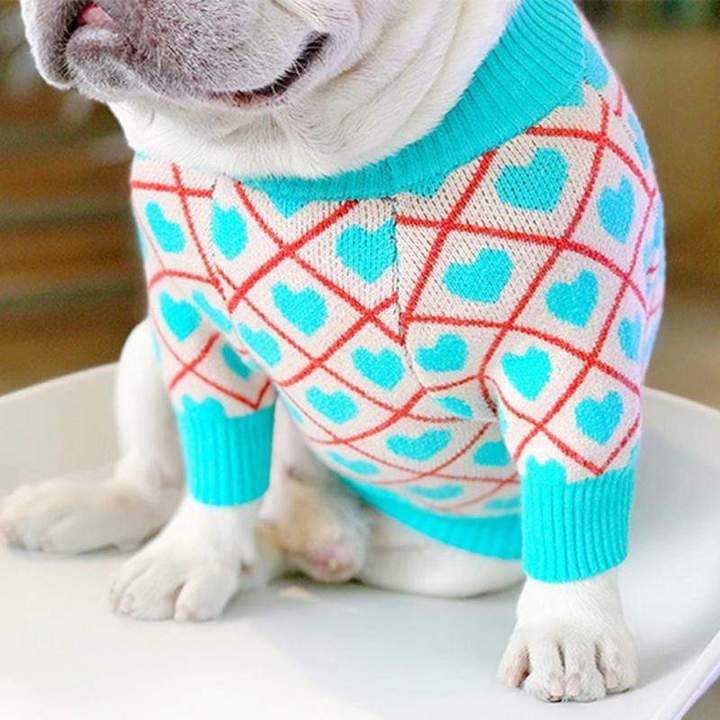 Blue Hearts French Bulldog Sweater