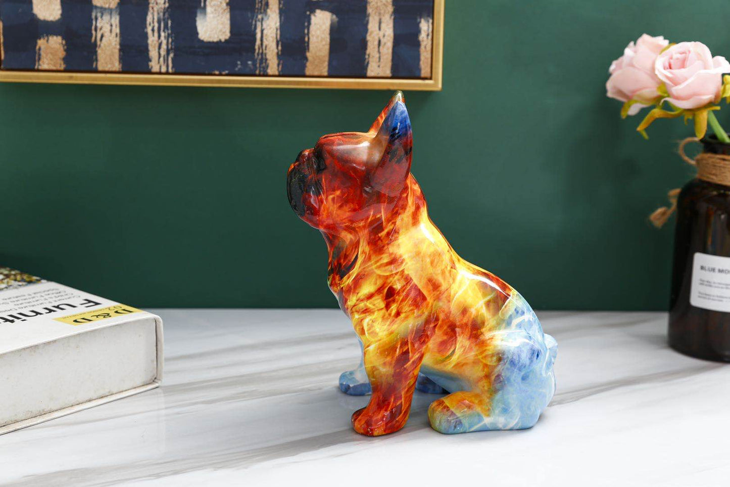 Ice and Fire French Bulldog Statue