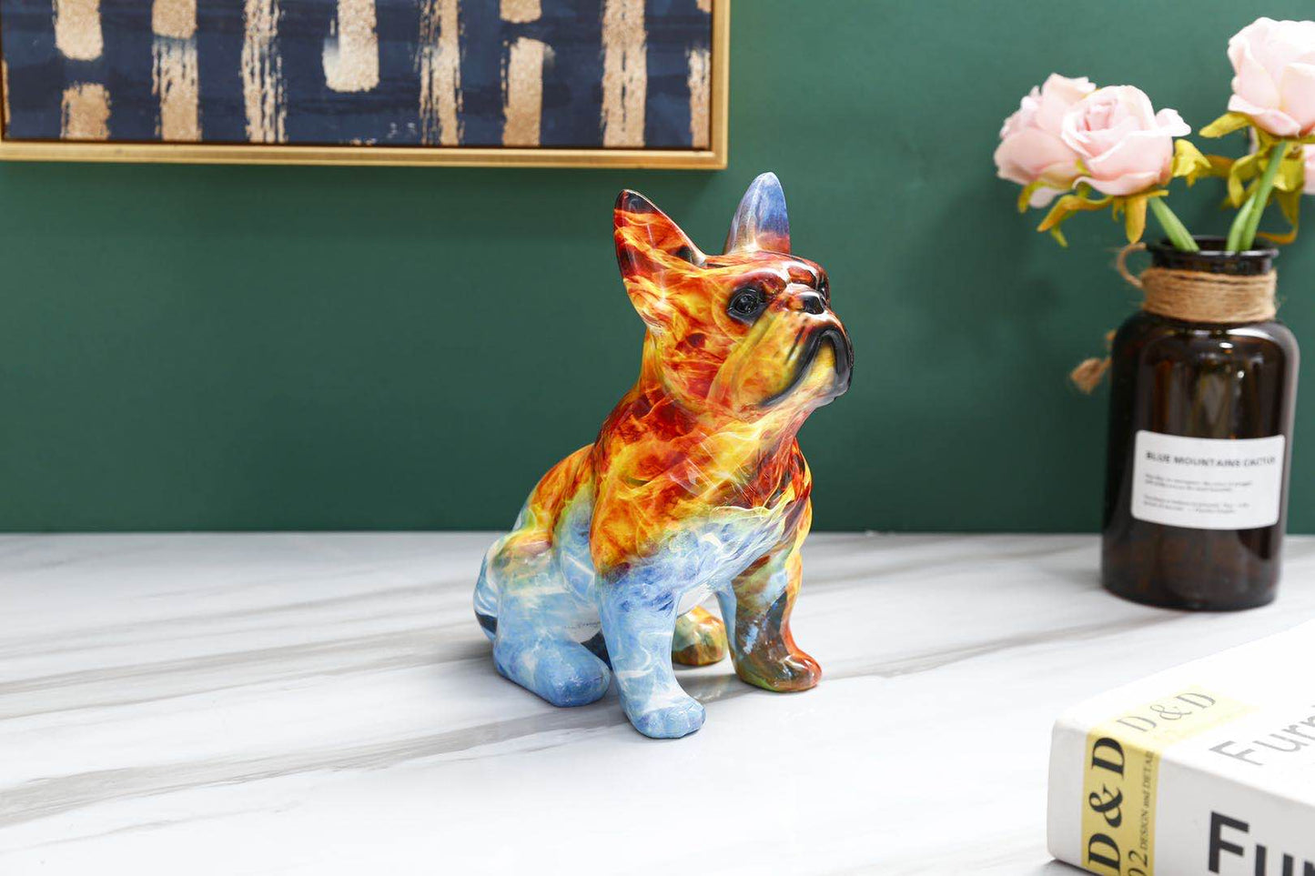 Ice and Fire French Bulldog Statue