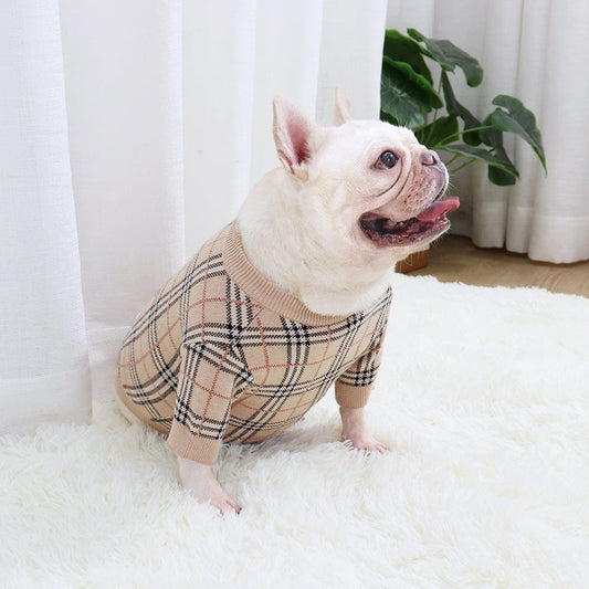 Wool Plaid French Bulldog Sweater