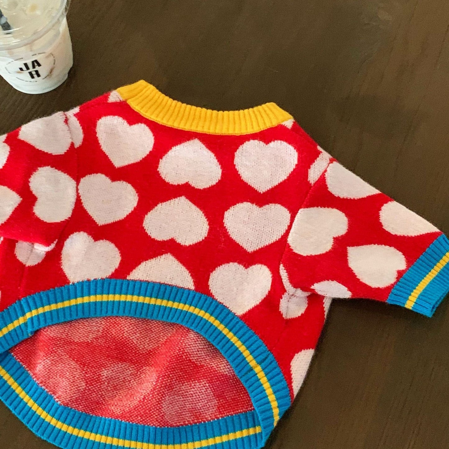 Wool French Bulldog Hearts Sweater