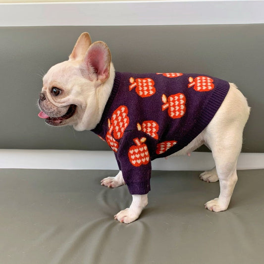 Red Apple French Bulldog Sweater