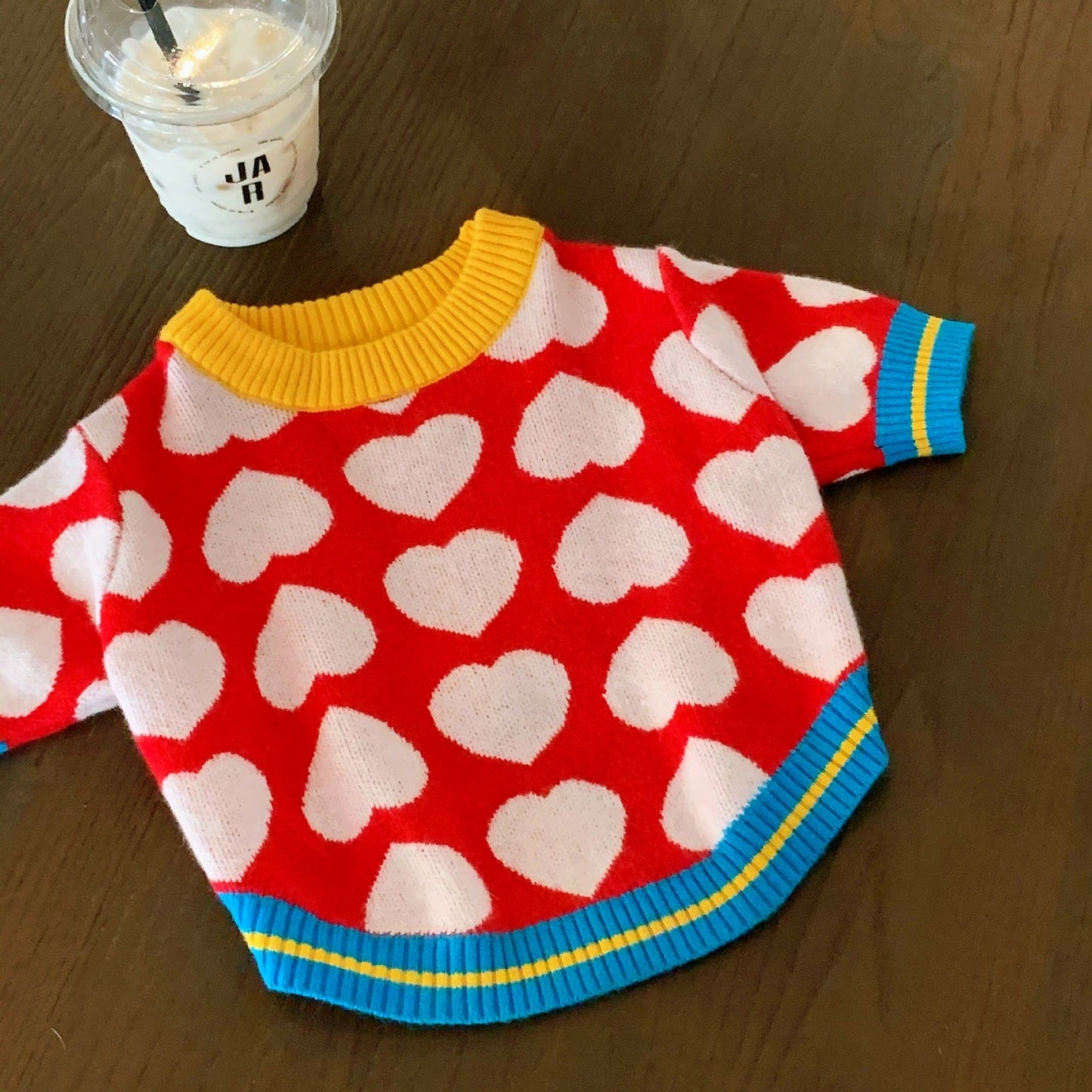 Wool French Bulldog Hearts Sweater